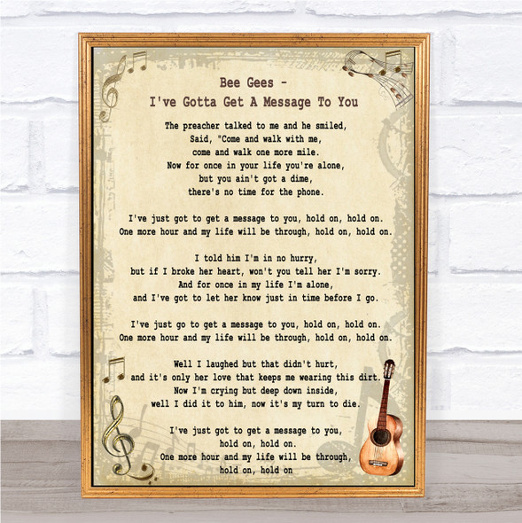 Bee Gees I've Gotta Get A Message To You Song Lyric Quote Print