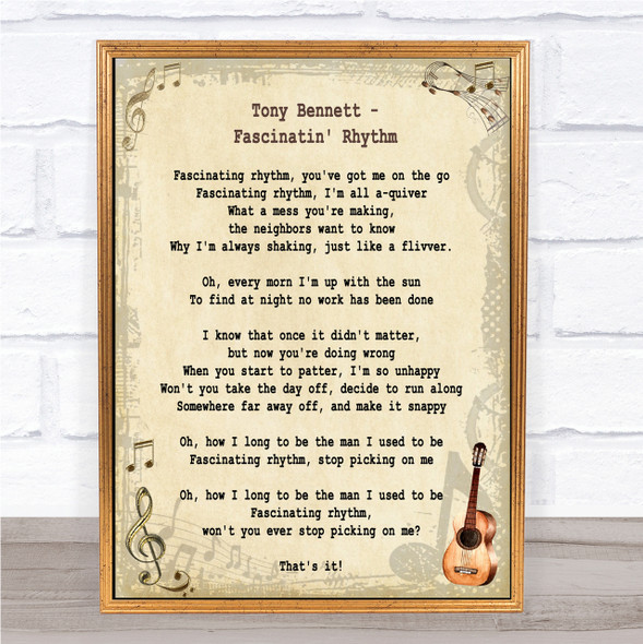 Tony Bennett Fascinatin' Rhythm Song Lyric Quote Print