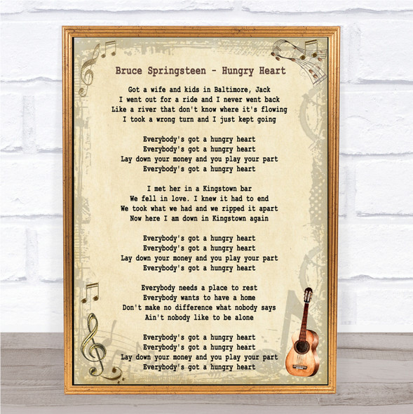 Bruce Springsteen Hungry Heart Song Lyric Quote Print