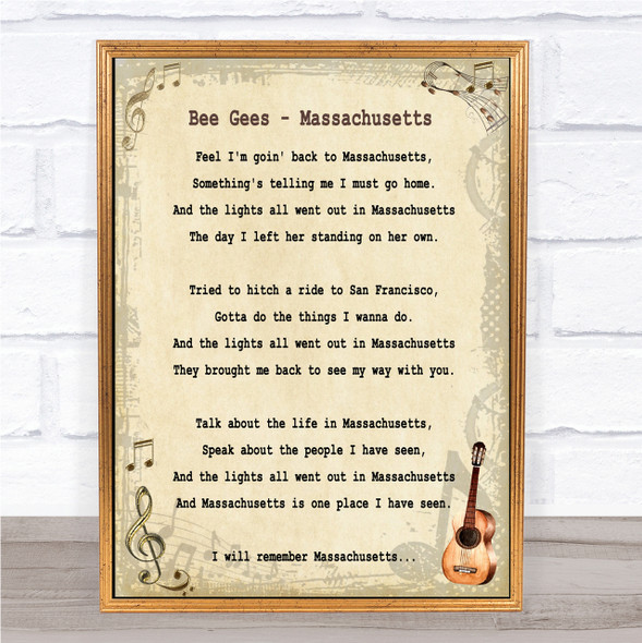 Bee Gees Massachusetts Song Lyric Quote Print