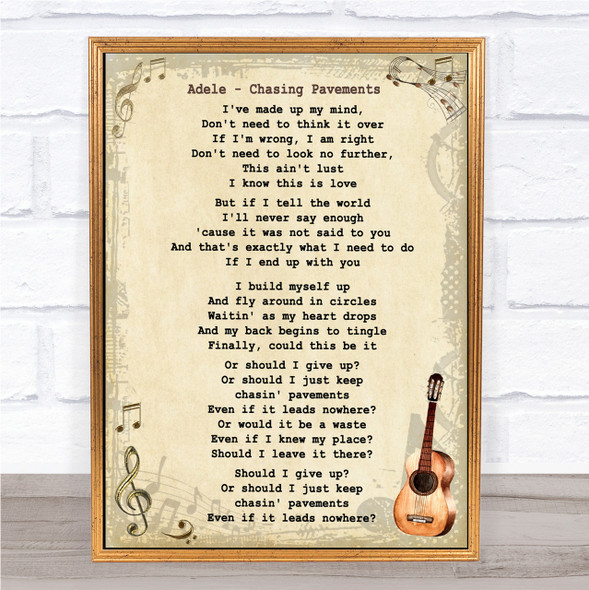 Adele Chasing Pavements Song Lyric Vintage Quote Print