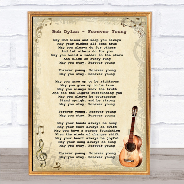 Bob Dylan Forever Young Song Lyric Vintage Quote Print