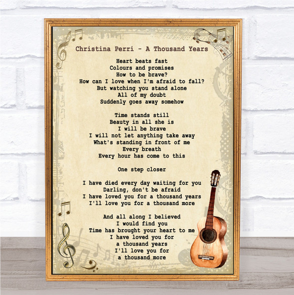 Christina Perri A Thousand Years Song Lyric Vintage Quote Print
