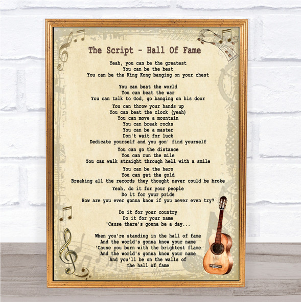 The Script Hall Of Fame Song Lyric Vintage Quote Print