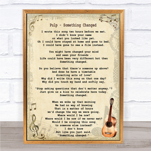 Pulp Something Changed Song Lyric Vintage Quote Print