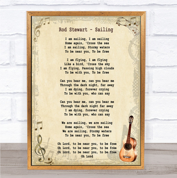Rod Stewart Sailing Song Lyric Vintage Quote Print