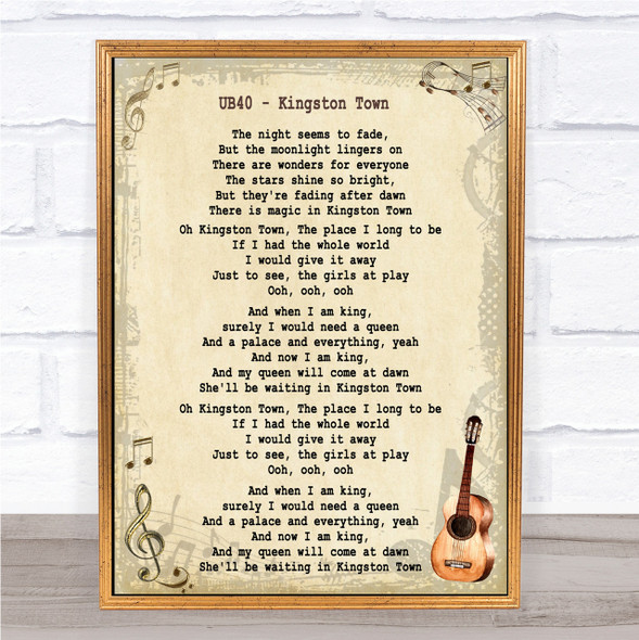 UB40 Kingston Town Song Lyric Vintage Quote Print