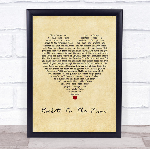 Runrig Rocket To The Moon Vintage Heart Song Lyric Print