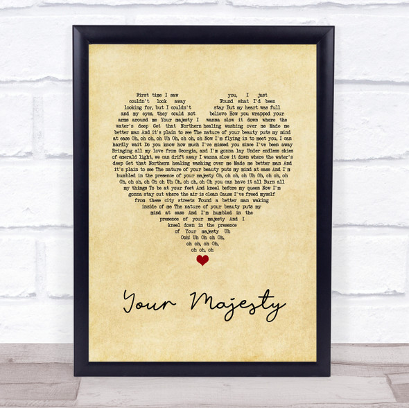 Zac Brown Band Your Majesty Vintage Heart Song Lyric Print