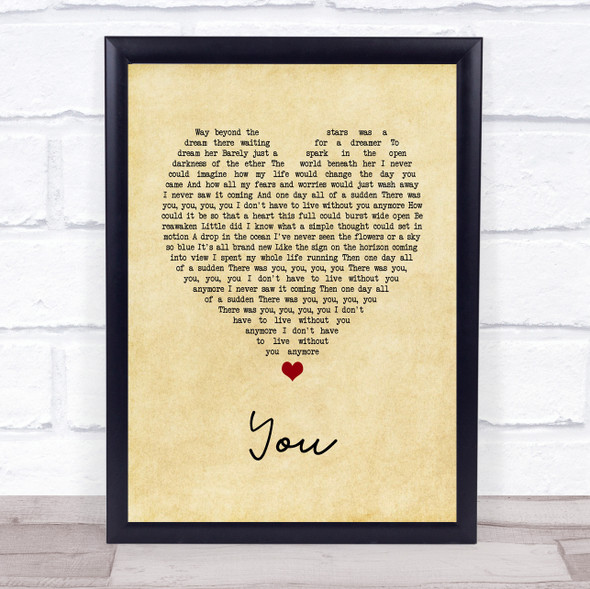 A Great Big World You Vintage Heart Song Lyric Print