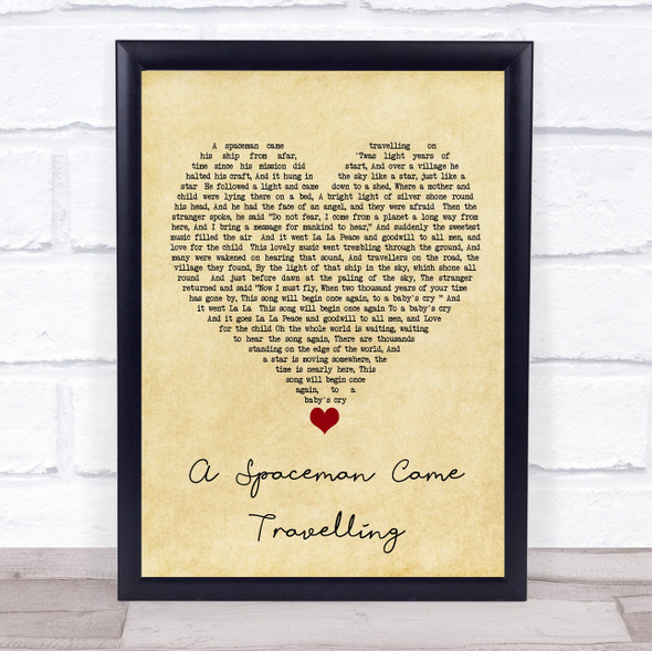 Chris De Burgh A Spaceman Came Travelling Vintage Heart Song Lyric Quote Music Print