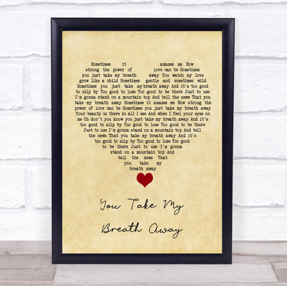 Eva Cassidy You Take My Breath Away Vintage Heart Song Lyric Quote Music Print