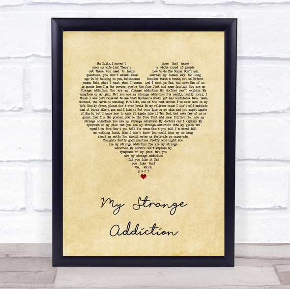 Billie Eilish My Strange Addiction Vintage Heart Song Lyric Quote Music Print