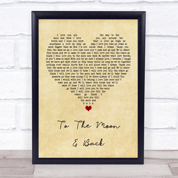 Bonnie Tyler To The Moon And Back Vintage Heart Song Lyric Quote Music Print