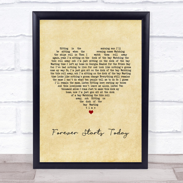 Tim Halperin Forever Starts Today Vintage Heart Song Lyric Quote Music Print