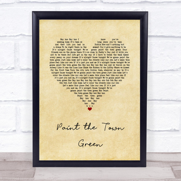 The Script Paint the Town Green Vintage Heart Song Lyric Quote Music Print