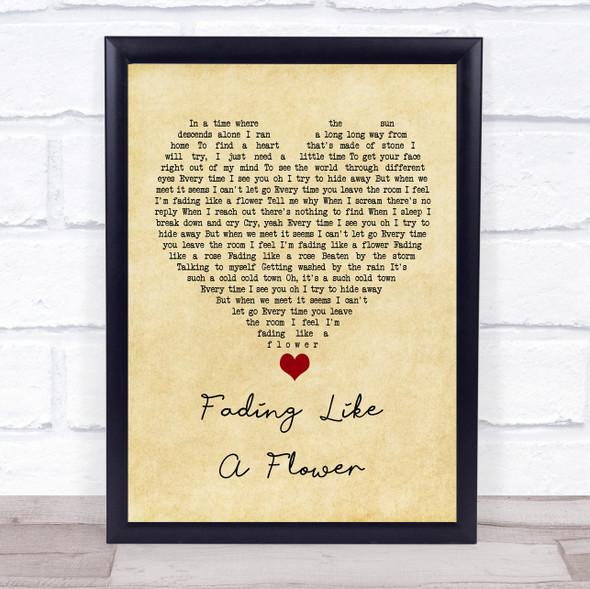 Roxette Fading Like A Flower Vintage Heart Song Lyric Quote Music Print