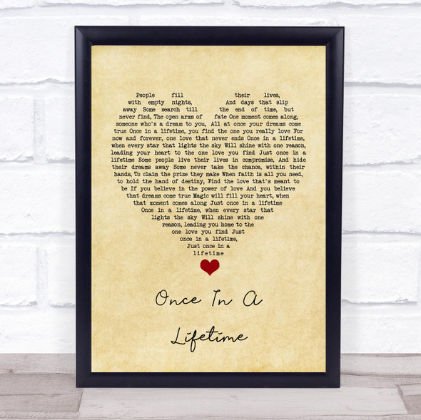 Michael Bolton Once In A Lifetime Vintage Heart Song Lyric Quote Music Print