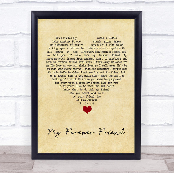 Charlie Landsborough My Forever Friend Vintage Heart Song Lyric Quote Music Print