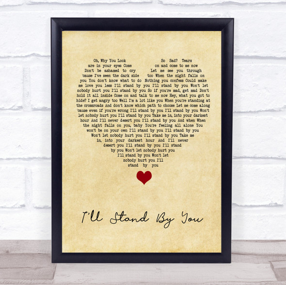 Girls Aloud I'll Stand By You Vintage Heart Song Lyric Quote Music Print