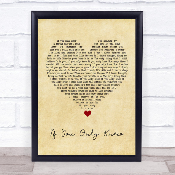 Shinedown If You Only Knew Vintage Heart Song Lyric Quote Music Print