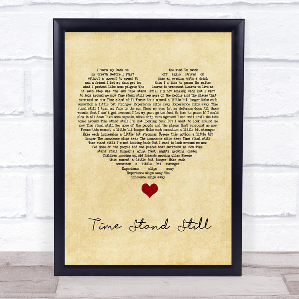 Rush Time Stand Still Vintage Heart Song Lyric Quote Music Print