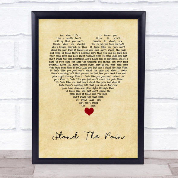 Kid Rock Stand The Pain Vintage Heart Song Lyric Quote Music Print