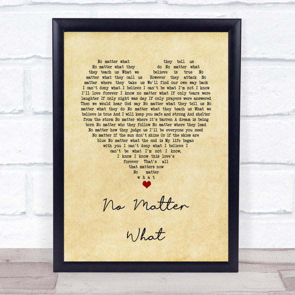 Boyzone No Matter What Vintage Heart Song Lyric Quote Music Print