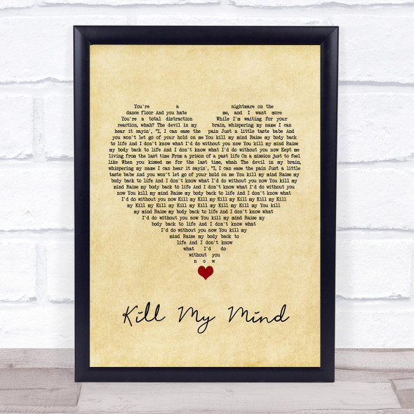 Louis Tomlinson Kill My Mind Vintage Heart Song Lyric Quote Music Print