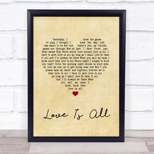 Engelbert Humperdinck Love Is All Vintage Heart Song Lyric Quote Music Print