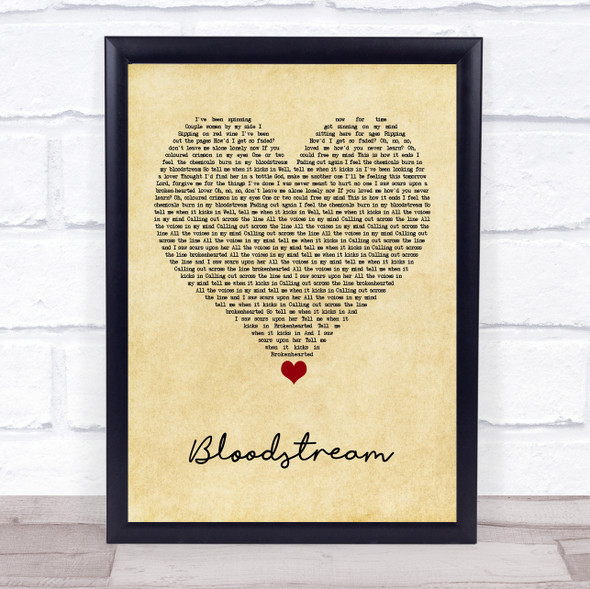 Ed Sheeran Bloodstream Vintage Heart Song Lyric Quote Music Print