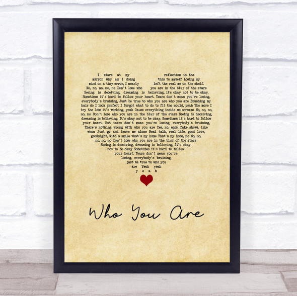 Jessie J Who You Are Vintage Heart Song Lyric Quote Music Print