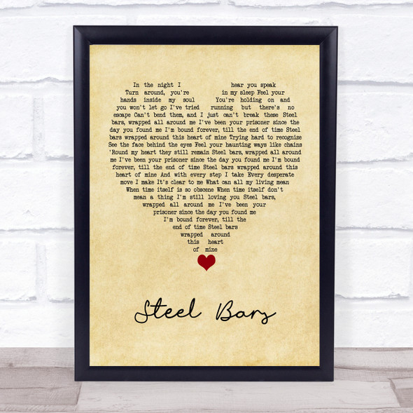 Michael Bolton Steel Bars Vintage Heart Song Lyric Quote Music Print