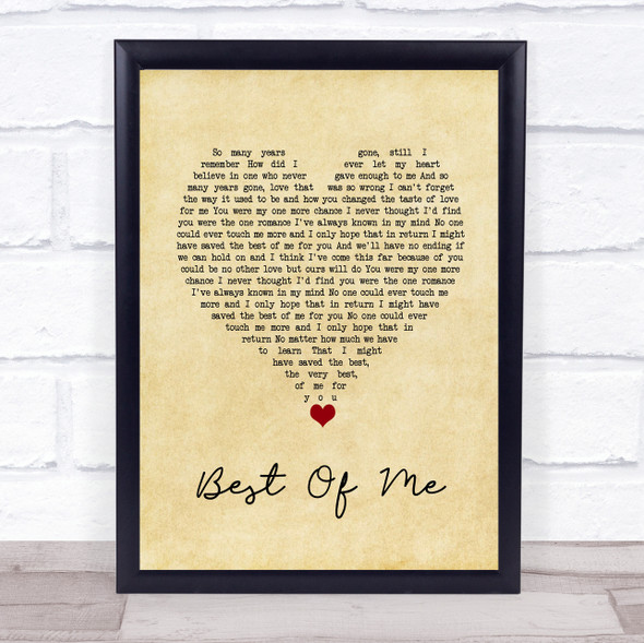 Michael Buble Best Of Me Vintage Heart Song Lyric Quote Music Print