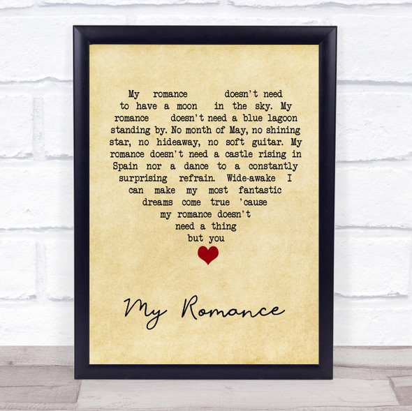 James Taylor My Romance Vintage Heart Song Lyric Quote Music Print
