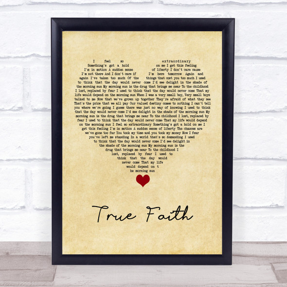 New Order True Faith Vintage Heart Song Lyric Quote Music Print