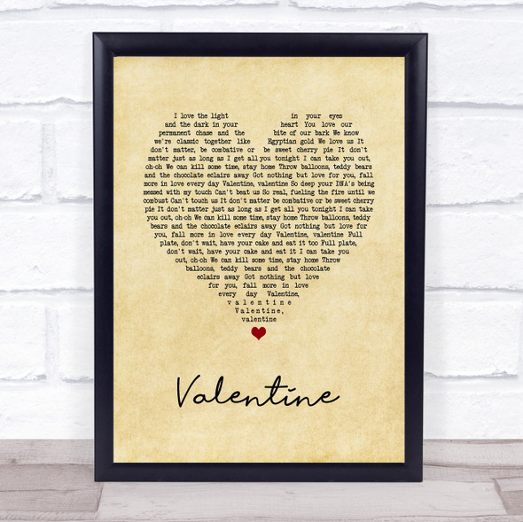 5 Seconds Of Summer Valentine Vintage Heart Song Lyric Quote Music Print