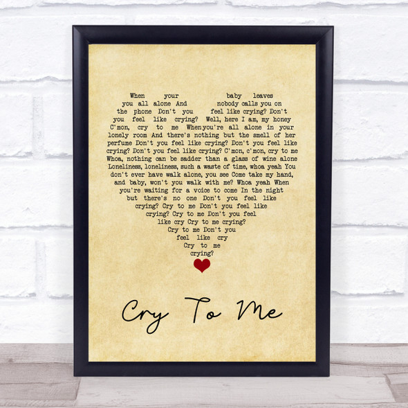 Solomon Burke Cry To Me Vintage Heart Song Lyric Quote Music Print