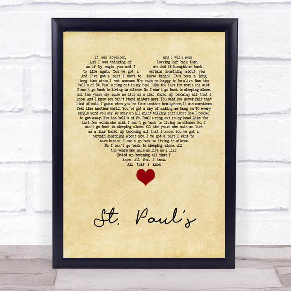 Deaf Havana St Paul's Vintage Heart Song Lyric Quote Music Print