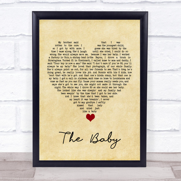 Blake Shelton The Baby Vintage Heart Song Lyric Quote Music Print