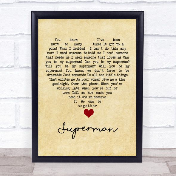 Black Coffee Superman Vintage Heart Song Lyric Quote Music Print