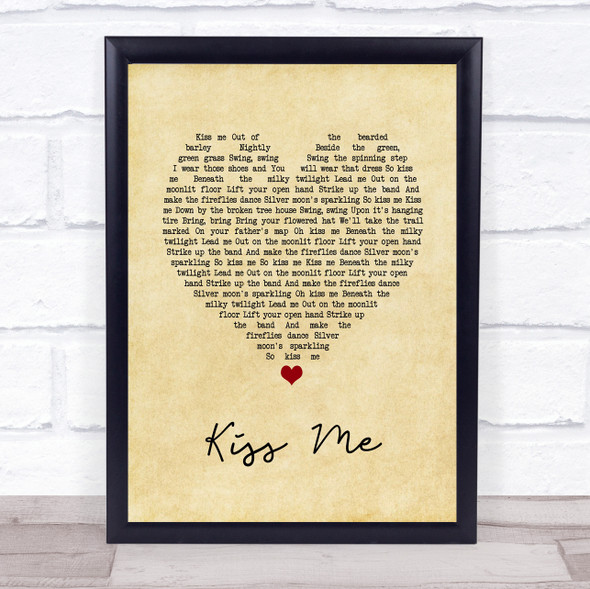 Jason Walker Kiss Me Vintage Heart Song Lyric Quote Music Print