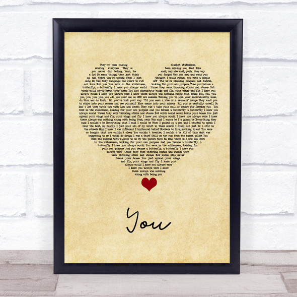 James Arthur You Vintage Heart Song Lyric Quote Music Print