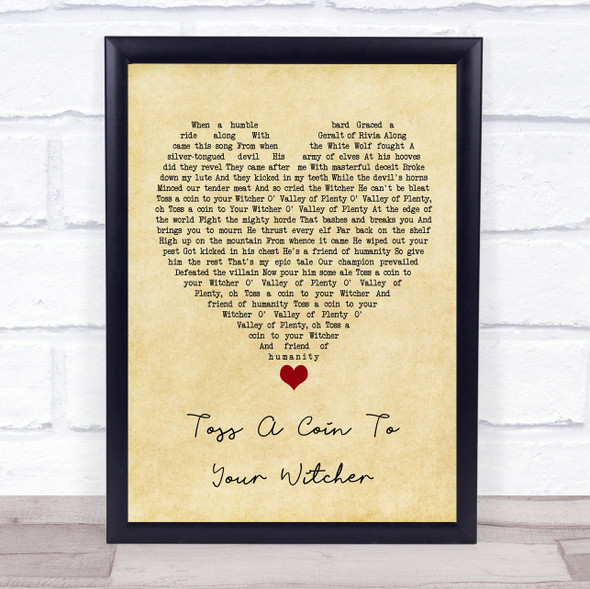 Peter Hollens Toss A Coin To Your Witcher Vintage Heart Song Lyric Wall Art Print