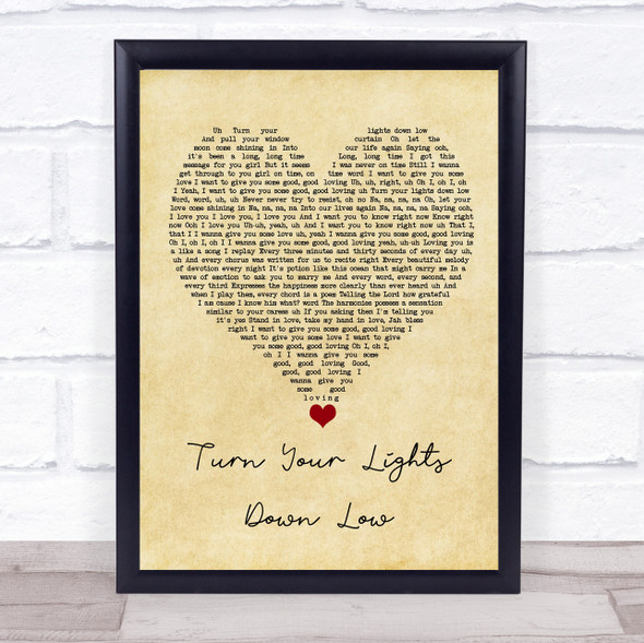 Lauryn Hill Bob Marley Turn Your Lights Down Low Vintage Heart Song Lyric Wall Art Print