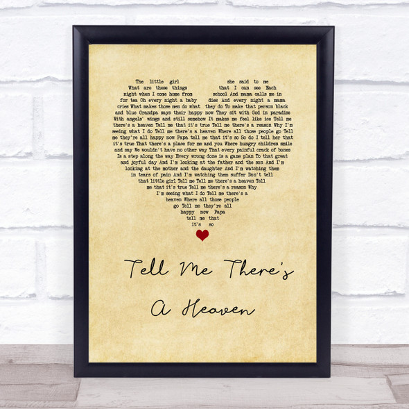 Chris Rea Tell Me There's A Heaven Vintage Heart Song Lyric Wall Art Print