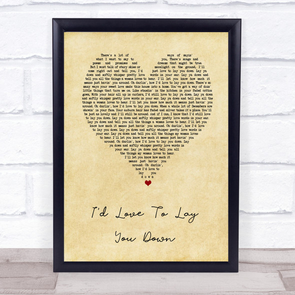 Conway Twitty I'd Love To Lay You Down Vintage Heart Song Lyric Wall Art Print