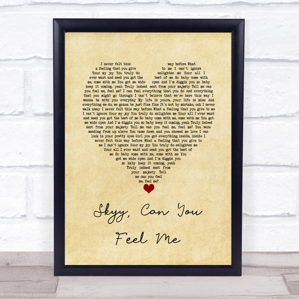 Raphael Saadiq Skyy, Can You Feel Me Vintage Heart Song Lyric Wall Art Print