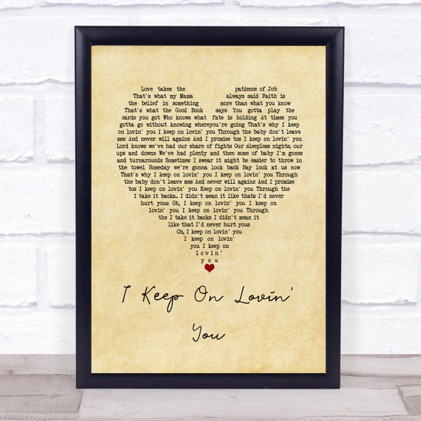 Reba McEntire I Keep On Lovin' You Vintage Heart Song Lyric Wall Art Print