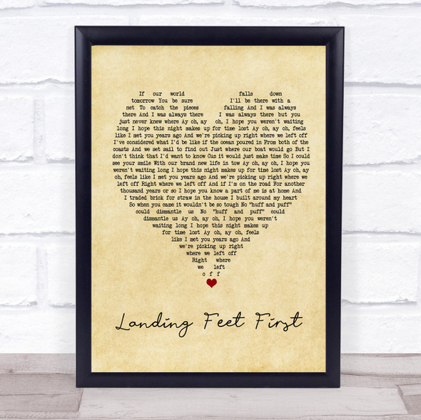 Bayside Landing Feet First Vintage Heart Song Lyric Wall Art Print